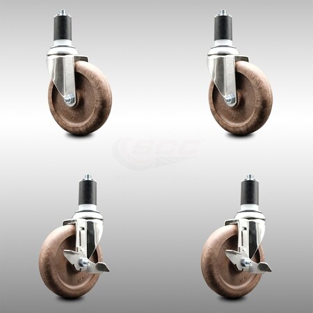 Service Caster 5 Inch 316SS High Temp Glass Filled Nylon 1-5/8 Inch Stem Caster Brake SCC, 2PK SCC-SS316EX20S514-GFNSHT-2-TLB-2-158